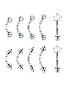 AVYRING 10pcs 16G Stainless Steel Curved Barbell Tiny Eyebrow Ring Lip Jewelry Ear Rook Navel Small Belly Button Ring For Women Men 6mm/8mm/10mm/12mm