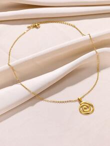 1PC Gold Pendant Necklace Flower/Spiral/Wing Necklace - Yellow Gold - View 6