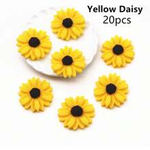 20pcs Resin Daisy Sunflower Bee Ladybugs Mixed Embellishments Flatbacks Cabochons For Scrapbooking DIY Crafts Home Decoration Summer, School