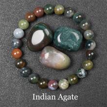 Pulsera de cuentas de piedra natural real de 6/8mm para mujeres, Lapislázuli auténtico, gema de lazurita azul, apatita azul, ágata roja con rayas, cornalina roja, cristal de sodalita, ópalo rosa, piedra de cuarzo rosa, rodanita roja, jaspe rojo, piedra Unakita, ojo de tigre amarillo, jade dorado, obsidiana dorada, obsidiana dorada arcoíris de luz dorada, arenisca azul, radiance de cielo estrellado, piedra de sangre de dragón, pulsera de amatista y piedras naturales de alta calidad, joyería de cristal de Reiki púrpura real original para mujeres y hombres.