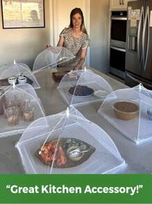 1 pezzo Grande e alto coperchio a cupola pieghevole in tessuto a maglie per alimenti per esterni, tende a schermo, feste, picnic, barbecue, tende per alimenti riutilizzabili e pieghevoli per mantenere i tuoi alimenti sicuri e freschi