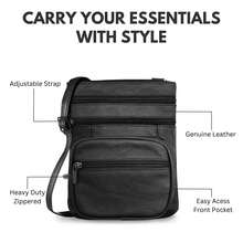 Genuine Leather Cross-Body Bags Purse - 深灰色 - 查看 5