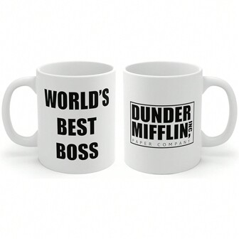 Taza de cerámica de Dunder Mifflin Transparente de The Office World's Best Boss, diseño de Michael Scott, Dwight Schrute, The Office Tv Show Tv, regalo para hombres y mujeres, divertida taza de cerámica de 325 ml
