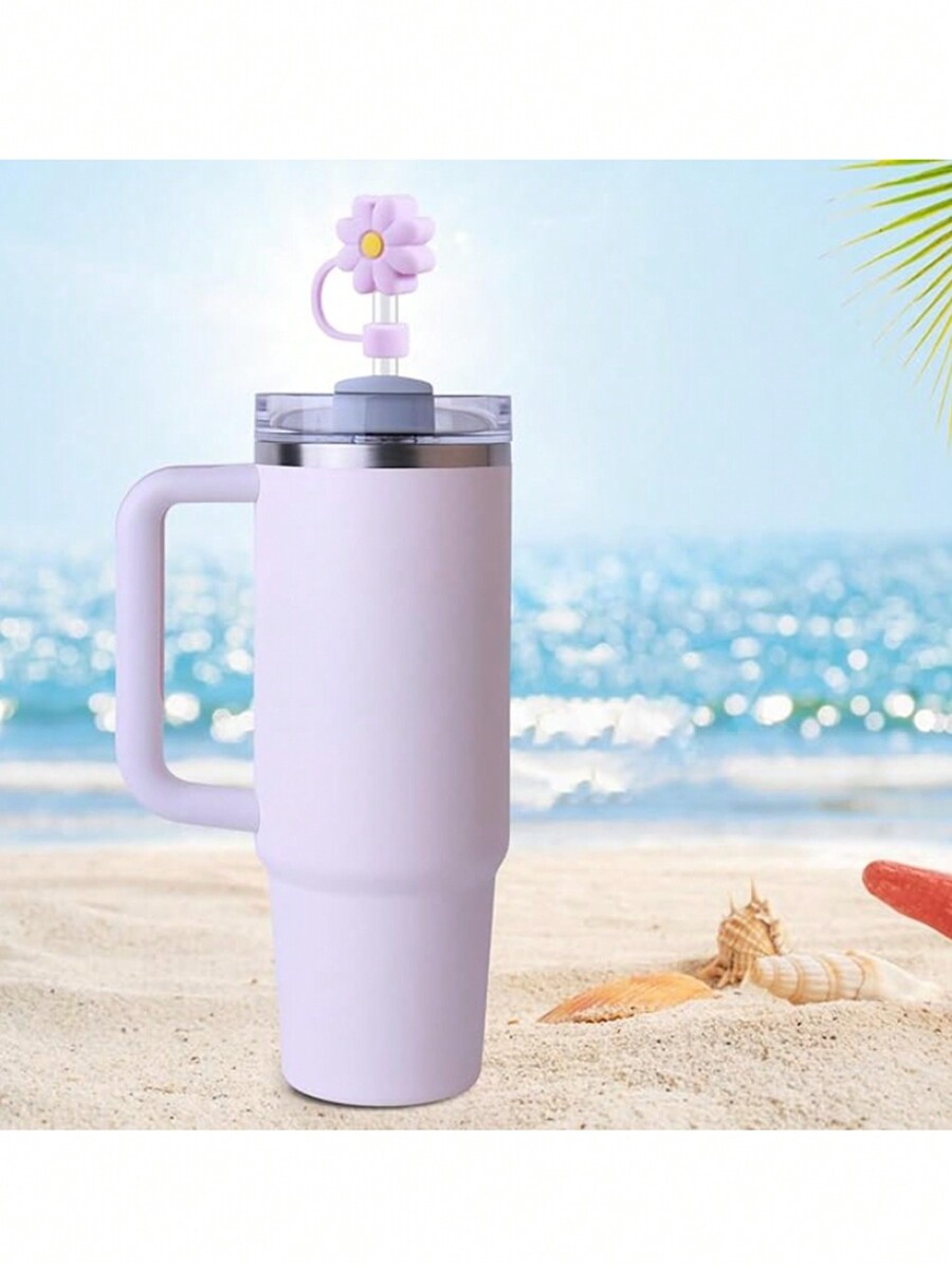 Set Of 6 Floral Lid For Cup 30 40 Oz, 0.39 10mm Straw Top Lid, Reusable