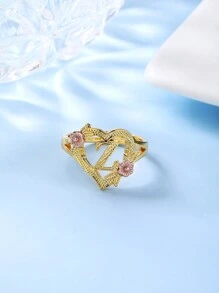 1pc Stylish Adjustable Rings With Heart, Letter, Geometric Pattern Design, Fashion Accessories, Ideal Gift