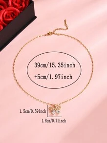 1 pièce Pendentif papillon en cuivre incrusté de zirconium cubique ajouré. Collier pour femmes, cadeau de la Saint-Valentin dans un exquis écrin rose. Pour petite amie, meilleure amie, maman, fête des mères