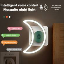 Lámpara nocturna ultrasonido inteligente con control de voz y antimosquitos por USB, ultrasonido repelente de insectos con enchufe, lámpara nocturna ultrasónica para habitación - Multicolor - Ver 1