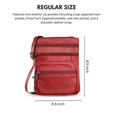Genuine Leather Cross-Body Bags Purse - Red - View 2