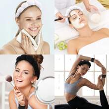 3Pcs/16pc/Set Spa Headband & Wristbands Set For Face Washing, Makeup And Skincare Headbands And Wristbands, Puffy Makeup Headbands For Face Washing, Mask, Skin Treatment, Hairdressing Accessories, Fluffy Cloud Shaped Head Band, Non Slip Head Hoop, Elastic Water Absorbent Wrist Towel, Suitable For Face Washing Skincare Make Up Spa Travel Essentials - Multicolor - View 8