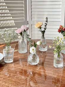 1pc Glass Bud Vase - Mini Retro Vase, Used For Wedding Decoration, Family Dining Table Flower Decoration, Spring/Summer Decoration Gifts Birthday Graduation