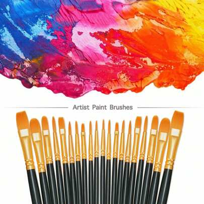 10pcs/Set Black Nylon Hair Watercolor Paint Brush Set, Learning DIY Oil/Acrylic Painting Brush Supplies, New Year Gift, Student/Office Gift. High-Grade Rock Canvas Artist Paint Brushes, Painting And Arts & Crafts Supplies For Students/Adults. For Artists... Back To School,Back To School,School Supplies