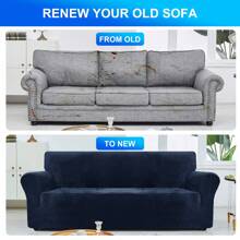 YSTYLE Velvet Sofa Cover 1/2/3/4 Seats, Adjustable Sofa Covers With Armrests, Elastic Sofa Covers, Universal Anti Cat Sofa Covers, Sofa Cover Anti Slip Sofa Cover