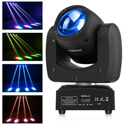 Efecto de haz de luz con cabezal móvil 100W RGBW 4 en 1 LED DMX512 activado por sonido para fiesta familiar escenario Bar KTV boda