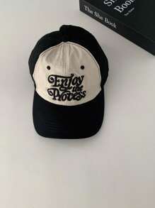 1pc New Arrival Contrasting Color Wide Brim Small Face Baseball Cap, Student Letter American Style Baseball Hat,