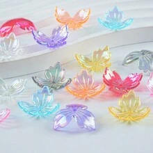 20pcs Transparent Triangular Flower Calyx With AB Color Petals DIY Hairpin & Headgear Material Jewelry Accessories Loose Beads - Transparent AB Color Three-pointed Clover - View 2