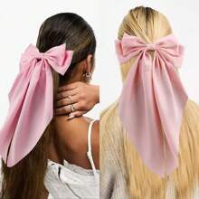 3 Pieces Of Women's Hair Bow Silky Satin Hair Clip Oversized Long Tail Hair Bow Cute Aesthetic Coquettish Hair Accessories Preppy Gift Fashion Stuff Valentine's Day,Hair Barrettes Hair Clips Claw Clips Hair Claws