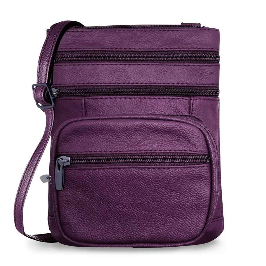 Genuine Leather Cross-Body Bags Purse - 紫色 - 查看 1