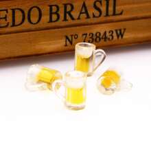 Juego de 5 piezas de tazas de cerveza, tazas y copas de vino en miniatura a escala 1:12, accesorios de juguete para decoración de cocina y casa de muñecas - Amarillo - Ver 7