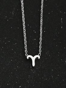 1pc Simple Fashionable Constellation Horoscope Zodiac Sign Pendant Necklace For Women For Daily Wear - Silver - View 14