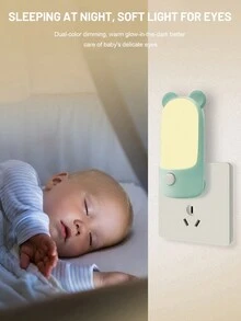1入組歐洲標準插頭LED夜燈帶開關，溫暖照明陪伴睡眠燈 - 彩色 - 查看 4