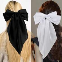 3 Pieces Of Women's Hair Bow Silky Satin Hair Clip Oversized Long Tail Hair Bow Cute Aesthetic Coquettish Hair Accessories Preppy Gift Fashion Stuff Valentine's Day,Hair Barrettes Hair Clips Claw Clips Hair Claws