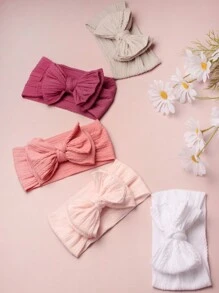 5pcs Fashionable Double-Layer Jacquard Bowknot Baby Headbands