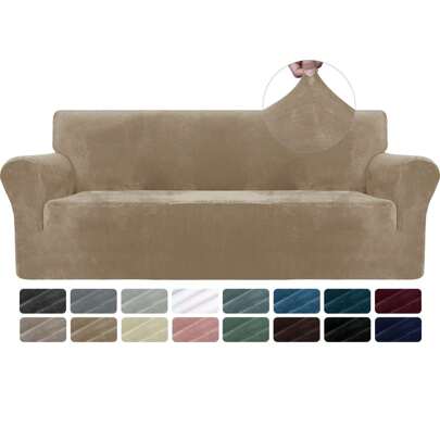 YSTYLE Velvet Sofa Cover 1/2/3/4 Seats, Adjustable Sofa Covers With Armrests, Elastic Sofa Covers, Universal Anti Cat Sofa Covers, Sofa Cover Anti Slip Sofa Cover