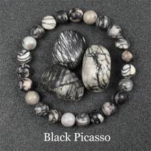 Pulsera de cuentas de piedra natural real de 6/8mm para mujeres, Lapislázuli auténtico, gema de lazurita azul, apatita azul, ágata roja con rayas, cornalina roja, cristal de sodalita, ópalo rosa, piedra de cuarzo rosa, rodanita roja, jaspe rojo, piedra Unakita, ojo de tigre amarillo, jade dorado, obsidiana dorada, obsidiana dorada arcoíris de luz dorada, arenisca azul, radiance de cielo estrellado, piedra de sangre de dragón, pulsera de amatista y piedras naturales de alta calidad, joyería de cristal de Reiki púrpura real original para mujeres y hombres.