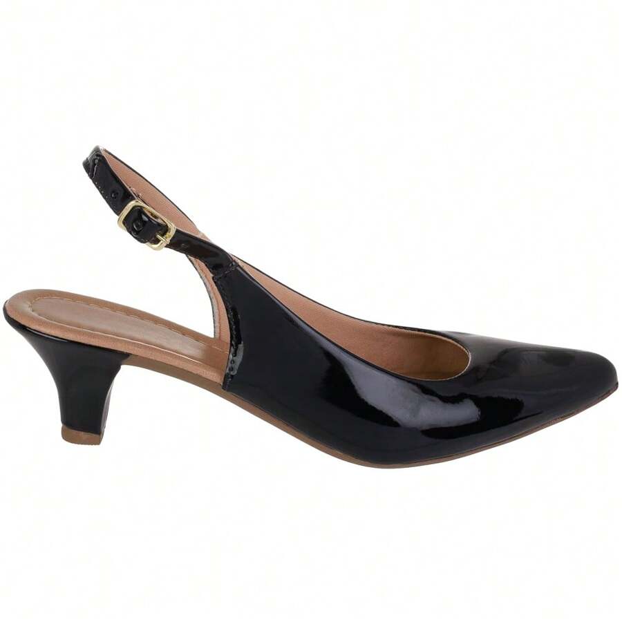 Sapato Scarpin Feminino Aberto Atras Salto Fino Luxo Confortavel - Preto - Visão 1