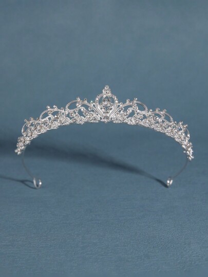 Royal 1pc Alloy Crown-Shaped Rhinestone Hair Hoop, Suitable For Party Birthday Wedding Occasions Tiaras