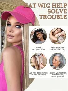 26inch Wigs With Hat Blonde Long Straight Wig Hair Extensions  Cap Wigs For White Women Half Synthetic Noney Blonde Wig Synthetic Hair Replacement Wigs For Women