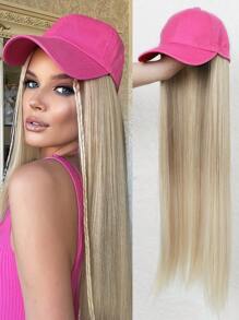 26inch Wigs With Hat Blonde Long Straight Wig Hair Extensions  Cap Wigs For White Women Half Synthetic Noney Blonde Wig Synthetic Hair Replacement Wigs For Women