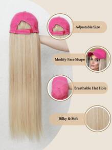26inch Wigs With Hat Blonde Long Straight Wig Hair Extensions  Cap Wigs For White Women Half Synthetic Noney Blonde Wig Synthetic Hair Replacement Wigs For Women