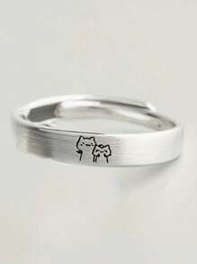 2Pcs/Set Couple Ring Cute Kitten Open Adjustable Ring Sweet Decoration Teen Couple Cute Jewelry