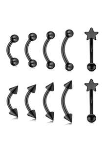 AVYRING 10pcs 16G Stainless Steel Curved Barbell Tiny Eyebrow Ring Lip Jewelry Ear Rook Navel Small Belly Button Ring For Women Men 6mm/8mm/10mm/12mm