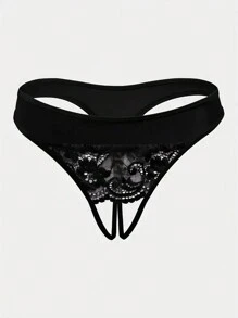 Women Sexy Seamless Lace Thong Panties With Thin Straps, Fashionable Underwear