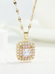 rakol 1pc Simple Pagoda Snowflake Shape Stainless Steel Pendant Necklace Suitable For Women Daily Wear - Yellow Gold - View 13