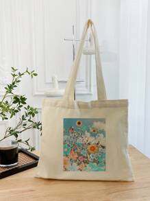 1 pieza Bolso de hombro tipo tote personalizado para mujer, de gran capacidad, único, ligero, plegable, estampado, de moda, como regalo, para ir de compras, reutilizable, lavable, adecuado para la escuela, viajes, regalo de regreso a la escuela, regalo de graduación para profesores, bolso de playa, bolso de compras de vacaciones, portátil, multifunción, versátil, de gran capacidad, ligero, funcional, práctico, de uso general, colorido, adorable, divertido, estilo kawaii, vibraciones de vacaciones, minimalista, de ocio, para ir y venir, personalizado, único, personalizado, regalos ideales para ella, novio, novia, familia, mujeres, principiantes y trabajadores de oficina, amigos, para aniversarios, para cumpleaños, para actividades al aire libre/salidas/viajes/senderismo/estadio/deportes/escalada, para negocios/ir y venir/trabajo/oficina