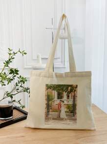 1 pieza Bolso de hombro tipo tote personalizado para mujer, de gran capacidad, único, ligero, plegable, estampado, de moda, como regalo, para ir de compras, reutilizable, lavable, adecuado para la escuela, viajes, regalo de regreso a la escuela, regalo de graduación para profesores, bolso de playa, bolso de compras de vacaciones, portátil, multifunción, versátil, de gran capacidad, ligero, funcional, práctico, de uso general, colorido, adorable, divertido, estilo kawaii, vibraciones de vacaciones, minimalista, de ocio, para ir y venir, personalizado, único, personalizado, regalos ideales para ella, novio, novia, familia, mujeres, principiantes y trabajadores de oficina, amigos, para aniversarios, para cumpleaños, para actividades al aire libre/salidas/viajes/senderismo/estadio/deportes/escalada, para negocios/ir y venir/trabajo/oficina