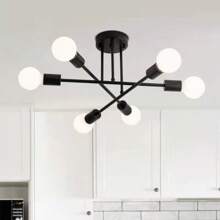 Lámpara De Techo Colgante Moderna con 6 Luces, Araña De iluminación Contemporánea Para Entrada, Pasillo, Lavandería e isla De Cocina (Bombillas No Lncluidas) - Negro - Ver 5