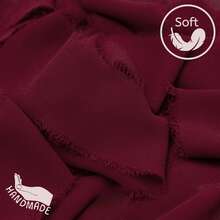 1Roll, 5 Yards/4.5 M Fringe Chiffon Ribbon For Flower Bouquet, Handmade Burgundy Ribbon For Gift Wrapping, Frayed Edge Ribbon For Crafts, Decorating, Bouquet Wrap, Wedding Invitation - Burgundy - View 6