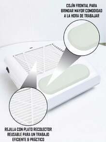 Estractor de polvo ,80 Watts.  Rejilla de plastico, Charola recolectora de polvo reutilizable.  Con poza mano de silicon. Botón de encendido/ apagado. - Blanco - Ver 3