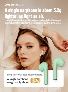 Asus 172 Real Wireless Gaming Headset High-End Sports Bottom Delay Ultra Long Life HD Sound Quality In-Ear - Green - View 11