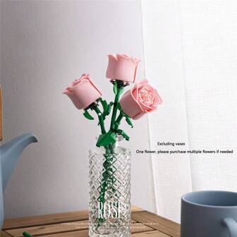 Creative Valentine's Day Rose Building Blocks Eternal Flower Bouquet Toy For Teacher's Day Gift Room Decoration,Rose Toys,Valentine Day,Rose