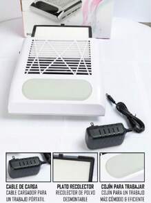 Estractor de polvo ,80 Watts.  Rejilla de plastico, Charola recolectora de polvo reutilizable.  Con poza mano de silicon. Botón de encendido/ apagado. - Blanco - Ver 4