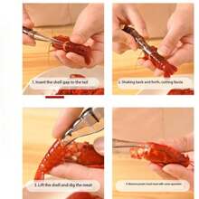 Herramienta de cocina multifuncional para pelar camarones, herramienta profesional para pelar camarones, pelador de camarones fácil y simple con cuchillo 1 pieza - Multicolor - Ver 6