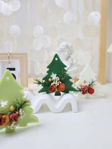 1PC 4-Hole Christmas Tree Silicone Mold, Handmade Candle DIY Mold, Creative Candle Making Mold, Suitable For Aromatherapy Candles, Car Mounted Aromatherapy Gypsum Production, Etc., Very Easy To Demold, Simple To Make.