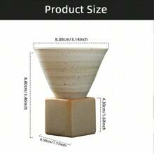 1 件带底座的粗陶咖啡杯,创意三角锥形瓷杯,200 毫升/6.7 盎司陶瓷杯,适用于咖啡奶昔卡布奇诺拿铁清酒酸奶学校用品返校 - 米色 - 查看 10