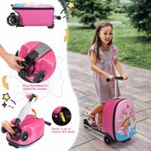Scooter Suitcase With Backpack, Kid Carry On Luggage Scooter, Children Ride On Luggage For Girls (Unicorn) - Pink - View 5