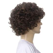 Brown Curly Short Afro Wig For Men California Men Cosplay Costume Daily Hair Synthetic Heat Resistant Men Full Wigs